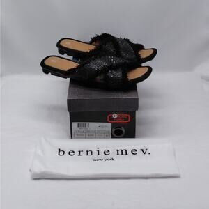 Bernie Mev Womens Slide Sandals Size 37 Black Thistle Fringe Boho Chic Comfort